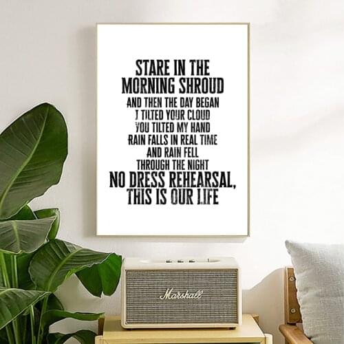 Tragically Hip Song Lyric Quote Canvas Painting Black White Minimalist Poster Music Wall Art Prints Fans Gift Home Room Decor