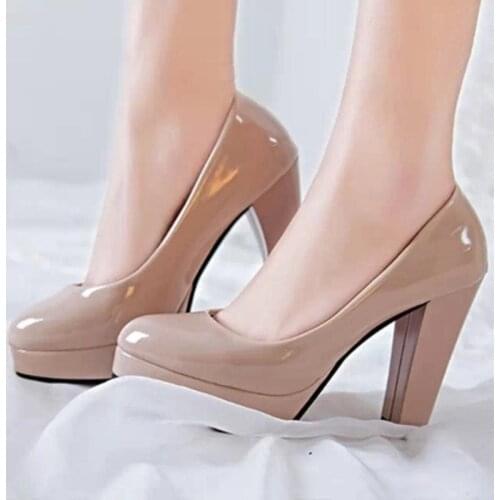 High Heels Shoes Women White Wedding Shoes Thick High Heels Fashion Party Pumps Footwear Yellow Red Big Size 9 10 41 42