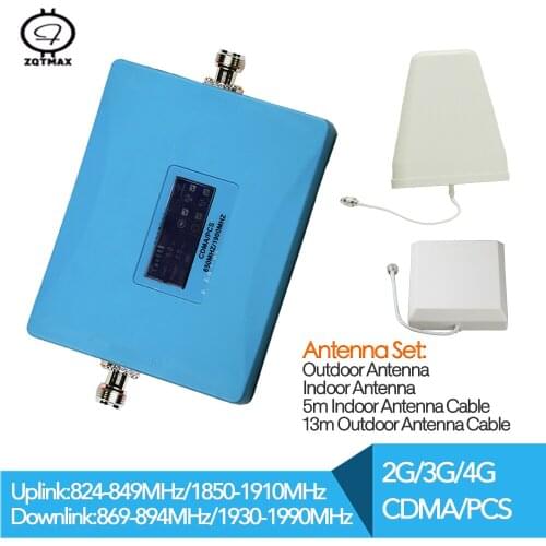 ZQTMAX gsm cell phone signal booster 2G 3G 4G repeater cdma pcs umts lte repetidor amplifier with Logarithmic antenna sets