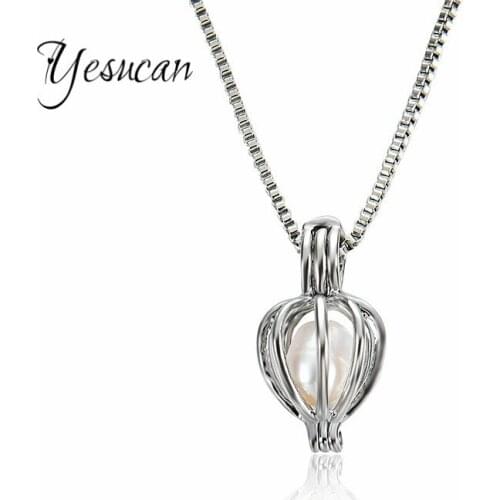 Yesucan Simple Drop Pendant Natural Oyster Wish Circle Pearl Necklace Women Wedding Party Geometric Link Chain Charm Jewelry