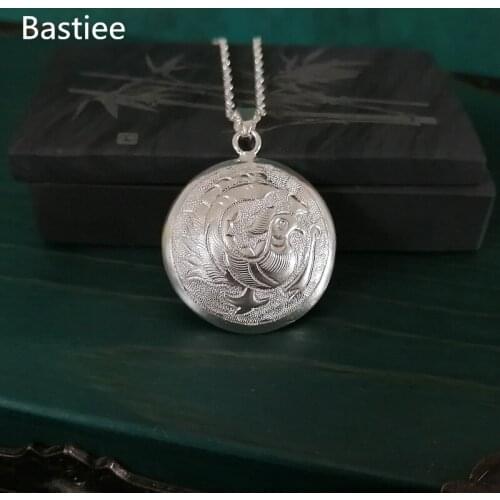 Bastiee 9999 Sterling Silver Medal Phoenix Pendant For Women High Purity Miao Silver Pendants Luxury Jewelry Ethnic Jewelri