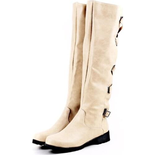 2021 Woman Boots Low Heel Woman Shoes Rubber Boots Female Platform Winter Spring Woman Lace Up Shoes Knee High Lady Footwear