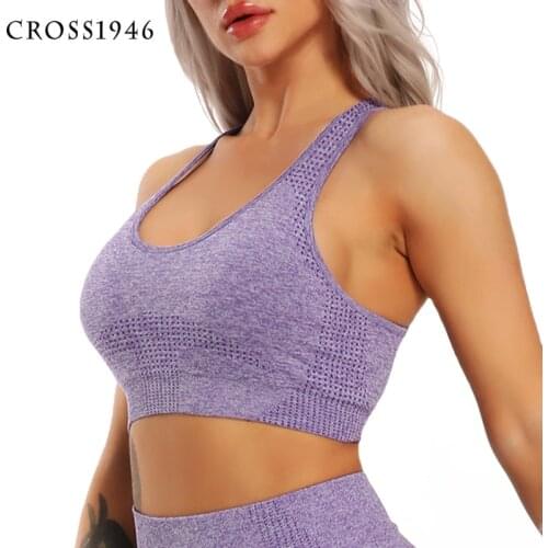 Women Push Up Seamless Sports Bra Workout Yoga Tops Crop Fitness Running Active Wear Vital Gym Sportswear Sexy Shockproof Vest