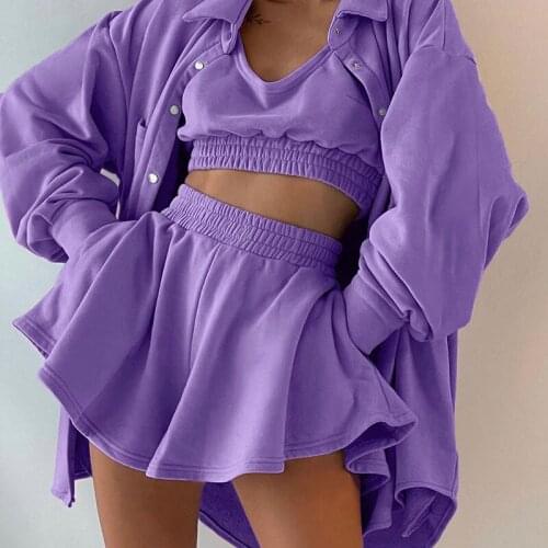 SEASONS Casual Loose Solid Two Piece Sets Women Sleeveless Crop Tops Vest And Elastic Waist Shorts Set Summer 2021 ASSU83616