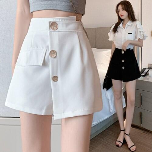 Black White Suit Wide-Legged Plus Size 5Xl Large Fashion Zevity Basic High Waist Summer WomenS Casual Clothing Shorts 2021