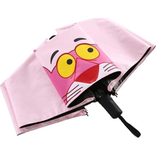 Creative cartoon animal umbrella Black Coating sunscreen sunny umbrella rain woman three folding umbrella female Parasol for kid