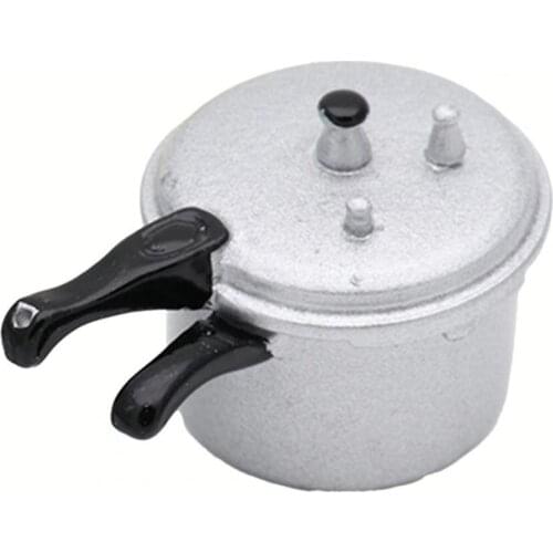 1/12 Dollhouse Mini Zinc Alloy Simulation Pressure Cooker Kitchen Toy Ornament Decorative Ornaments For Mini Kitchen Scences