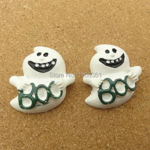 1pcs/lot resin flat back Halloween white ghost cartoon animal 24mm Cabochons Hair Bow Center DIY Christmas decration C114-5