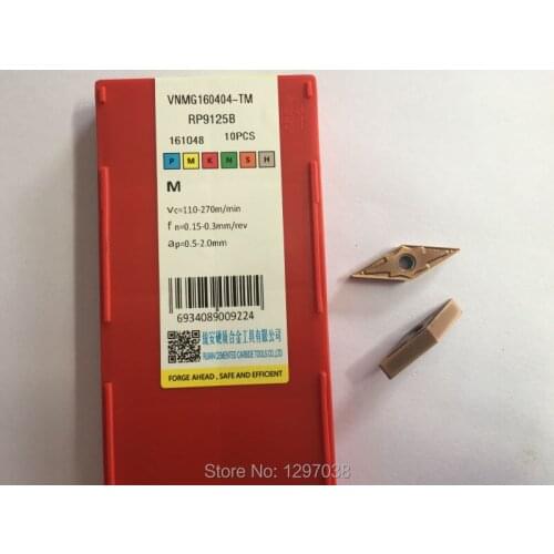 10pcs CNC carbide blade VNMG160404-TM-RP9125B semi finish machining,Apply to cutting process for Stainless steel