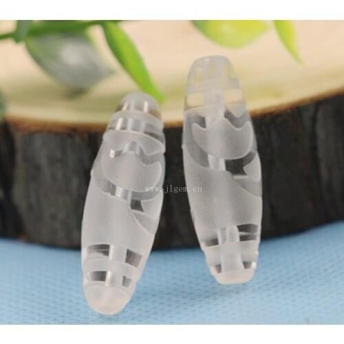 10pcs/lot Wholesale retail natural white crystal quartz Tibetan lotus fashion style dzi beads oval shape free shipping