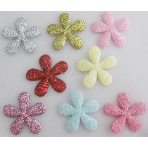 PANNES 100Pcs 2CM Little Flower Shape Shining Glitter Patches Garment Ornament DIY Scrapbook Craft Accessories