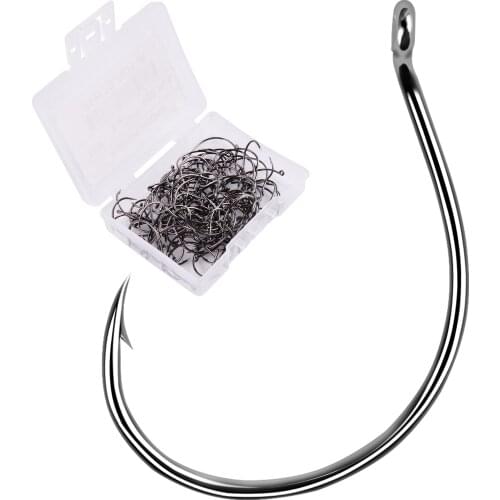 100PCS Barbed Fishing Hook Set Carbon Steel Fishing Gear for Bulk River Shrimp and Lobster Eye Fishing Hooks Tackle Box Fishhook