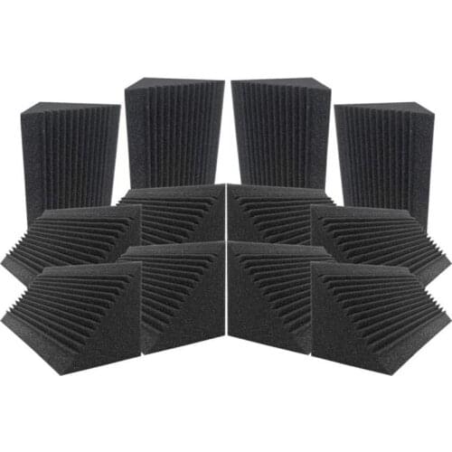12 Pcs Sound-Absorbing Foam Board,Bass Trap Wedge-Shape Brick,Sound-Absorbing Foam Sound Insulation Treatment,12X12X24cm Promoti
