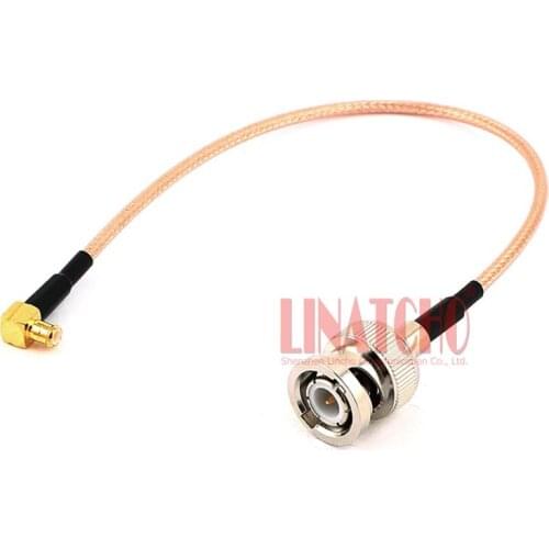 15CM 1/2ft RG316 pigtail jumper cable BNC male to right angle MCX male