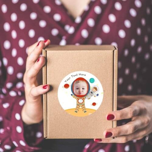 2.5-7cm Cartoons Custom Stickers Baby Shower Stickers Personalize Photo Design Your Label Kid Birthday Party Cake Baking Sticker