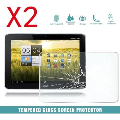 2Pcs Tablet Tempered Glass Screen Protector Cover for Acer Iconia Tab A210 10.1" Tablet HD Anti-Fingerprint Tempered Film
