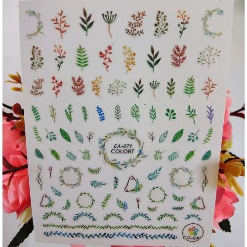 3D Nail Sticker Fresh Leaves Nail Art Decoraciones Decals Foil Farmhouse Style Manicure Accessories Nails Supplies