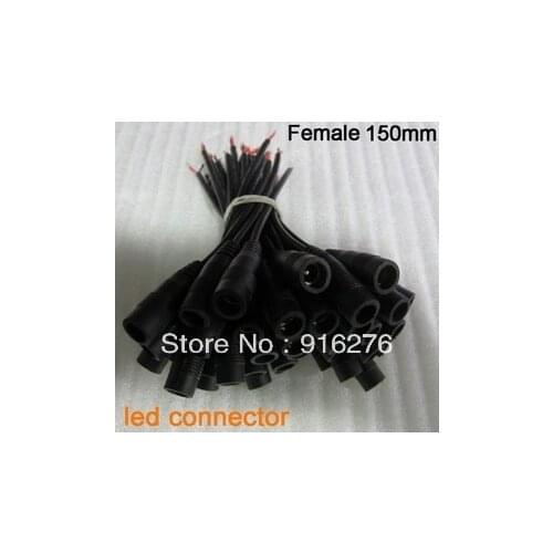 5-100pcs Female led connector with extension cable 150MM DC Connector wire Power Adapter Plug free shipping