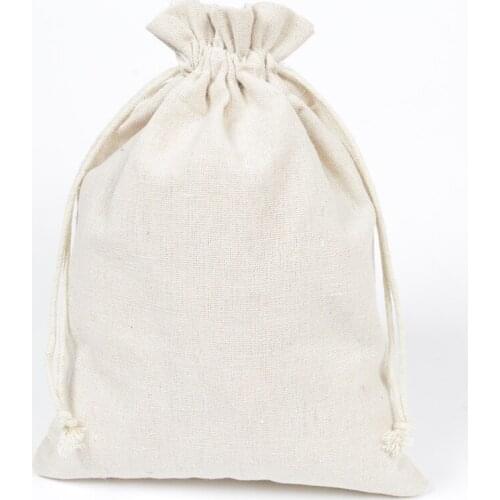 50pcs 17*23cm Muslin Cotton Drawstring Pouch Festival Party Favors Holder Sack Chocolates Jewelry Packaging Gift Bag Wholesale