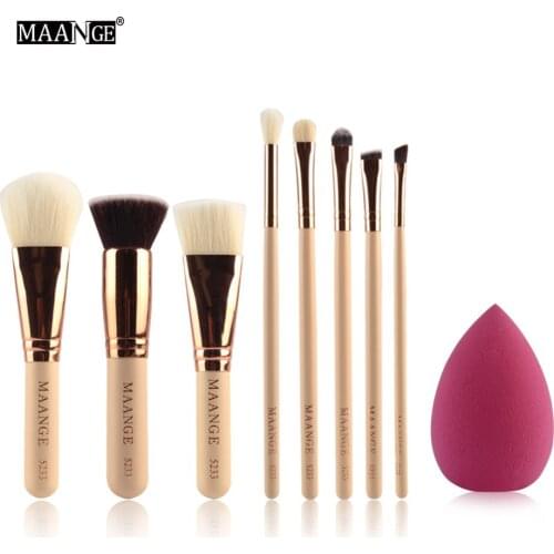 MAANGE Soft 6/8/10PCS Makeup Brushes Eyeshadow Eyelash Eyebrow Powder Brush+ Sponge Puff Cosmetic Kit Make Up Tool Easy to use