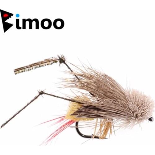 Bimoo 6PCS Fly Fishing Deer Hair Grass Hopper Fly Daves Hopper Fly Brown Size #6 Trout Bass Perch Terrestrial Dry Flies