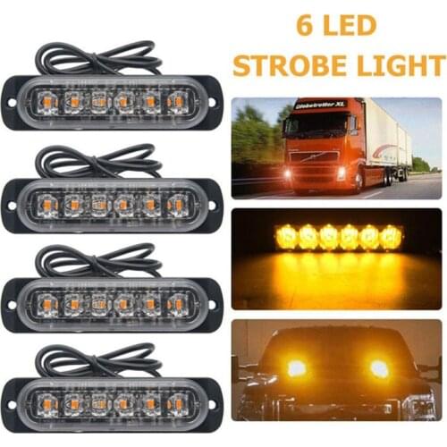 Emergency Grille Police Light Car-Styling Bright White Yellow Red Blue Amber 6 LED Car Truck Van Beacon Strobe Warning Flashing