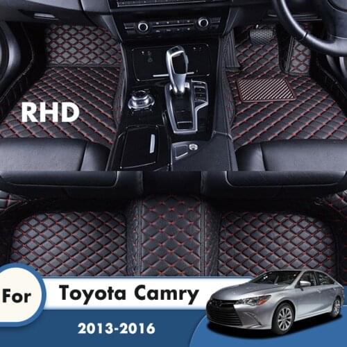 RHD Car Floor Mats Rugs For Toyota Camry 2016 2015 2014 2013 Carpets Leather Anti-Dirty Auto Styling Accessories Interior Cover