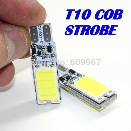 Free shipping 10pcs Super White t10 car led Strobe flash flashing lamp 194 W5W T10 cob LED lights auto led clearance lights