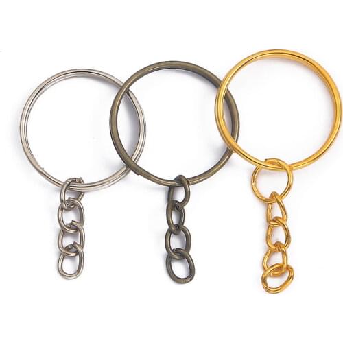10pcs/lot Key Chain Key Ring keychain Bronze Rhodium Gold 20mm Long Round Split Keyrings Keychain Jewelry Making Wholesale DIY