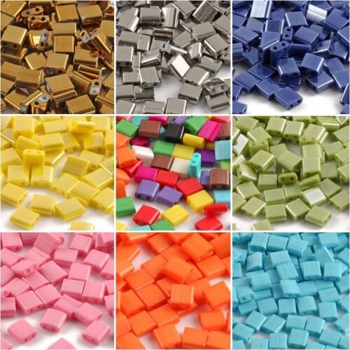 50/100pcs Multicolor Miyuki Tila Seedbeads for DIY Jewelry Bracelets Making 2 Holes 5*5*2mm/5*2*2mm