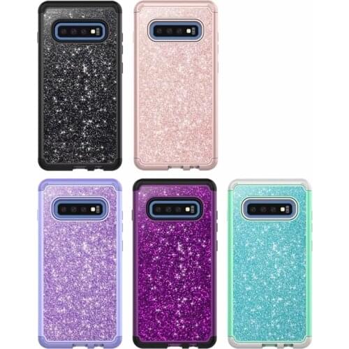 Case For Samsung Galaxy S10 case for Galaxy S10 Plus Cover Full Protection 3 in 1 Armor shock proof Glitter Soft case kimTHmall