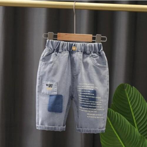Kids Denim Shorts 2021 New Summer Letter Printing Soft Cotton Sport Shorts For Boys Shorts Wear Girls Shorts Size:90-140