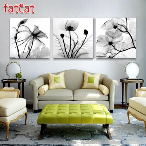FATCAT 5d diy diamond painting Poppy flower full square round drill diamond embroidery rhinestone triptych home decor AE1512