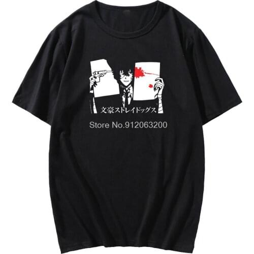 New Fashion Japanese Anime Bungou Stray Dogs T-shirt Male Harajuku Retro T Shrit Male Oversized Loose T-shirt Short Sleeves