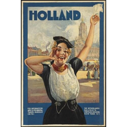 HOLLAND TRAVEL RAILWAY METAL TIN SIGN POSTER WALL PLAQUE