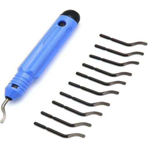 Fixed Plastic Handle Burr Pocket Knife Scraper Suitable for Metal Plastic Wood Burr Removal Tool 10 Blades Cutting Set