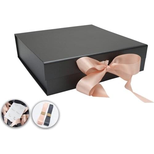 Custom Logo Cardboard Paper Packaging Foldable Magnetic Gift Box with Ribbon