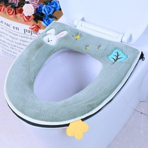 Toilet mat zipper household winter thickened Plush comfortable toilet mat cover lifter four seasons toilet washer