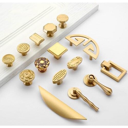 Brass Copper Cabinet Pulls Solid Vintage Kitchen Cupboard Door Handle Drawer Knobs Furniture Handle Hardware
