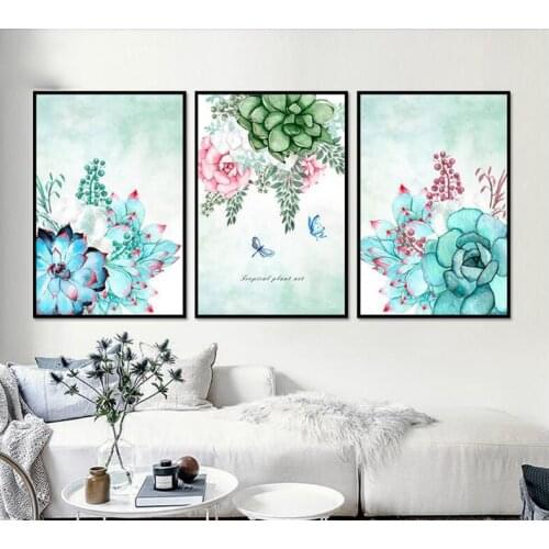 3 pcs 5d Diy diamond painting set Succulent Plants Modern mosaic diamond embroidery full square round drill wall stickersZP-1699
