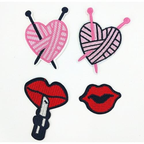 Fine Mouth Embroidery Cartoon Lipstick Rainbow Stars Heart Love Patches Iron on Appliques for Clothes Tower Clothing Accessories