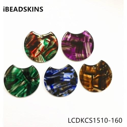 New arrival! 37X30mm 50pcs/lot acetic acid imitate marble stripe round-shape charms for earring/Jewelry DIY(As shown)