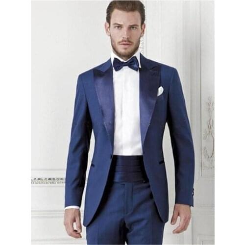 New Men’s Suit Smolking Noivo Terno Slim Fit Easculino Evening Suits For Men Dark Blue Groom Tuexdos Groomsmen Prom Formal Occas