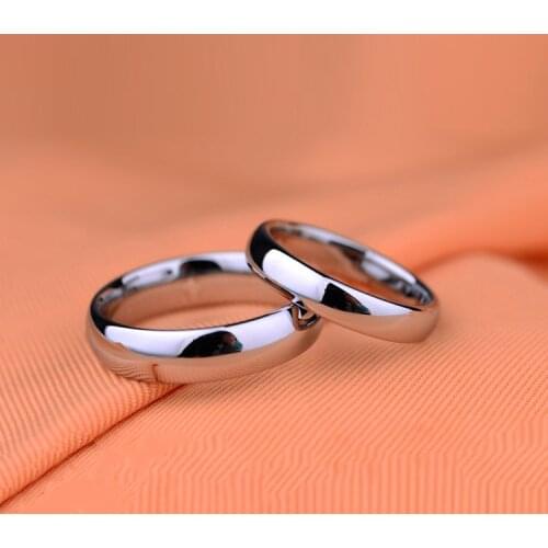 Titanium steel polished inner and outer arc 6mm wide male and female ring wedding ring