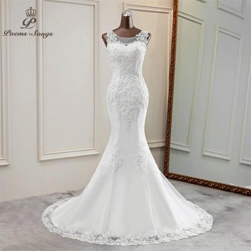 Applique mermaid wedding dresses 2021 New sleeveless marriage dress robe de mariee wedding gowns vestido de noiva sereia