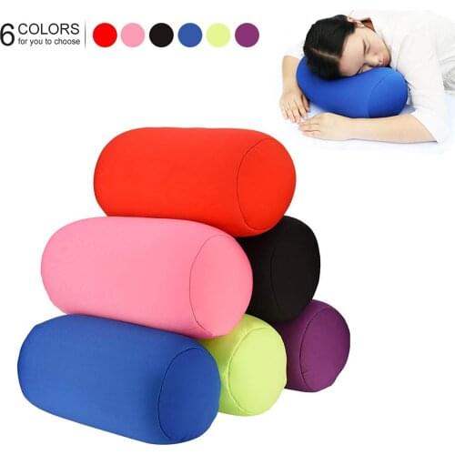 Roll Pillow Home Seat Head Rest Neck Support Travel Micro Mini Microbead Cushion For Office 30*16cm Red Green Black Pink Blue