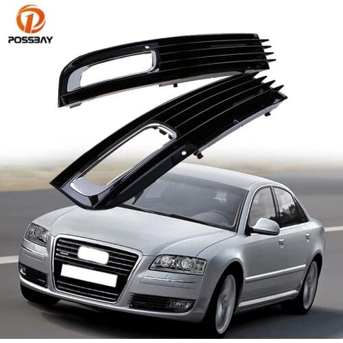 POSSBAY Car Front Bumper Fog Light Lower Grille Vent Black Foglamp Cover 4E0807680B Car Styling for Audi D3 2007-2010 Faceliift
