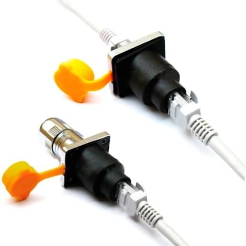 RJ45 Waterproof Connector Sockets LED Display Aignal Self-locking Plug Connector