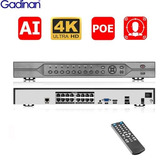 Gadinan 16CH NVR 4K 8MP AI Face Detection 48V POE Network Video Recorder For 4K 5MP 4MP IP Camera Surveillance CCTV System XMEye