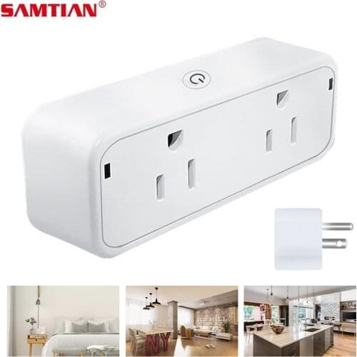 SAMTIAN 2 in 1 Smart Plug WiFi Socket US Power Monitor Timing Function SmartLife APP Control Works With Alexa Google Assistant